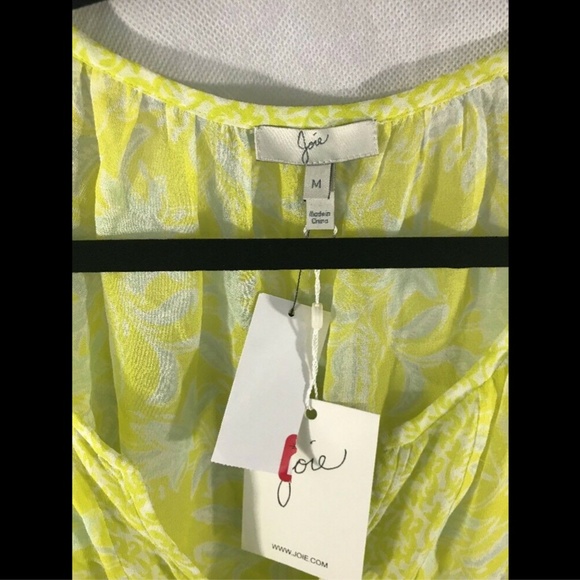 NWT $228 Joie 'Anerae'‎ Silk Top Yellow-Lime [SZ Medium ] - Picture 3 of 8